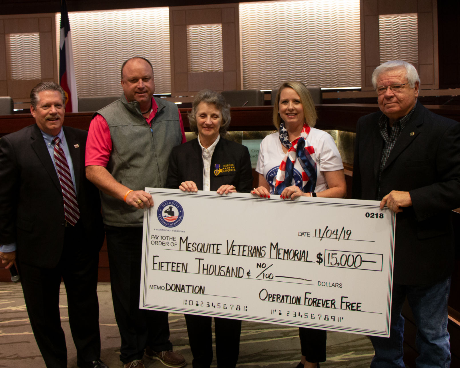 Operation Forever Free donates $15K towards Mesquite Veterans Memorial